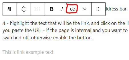 image showing a toolbar with the link icon highlited